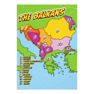 Pop Art Illustrierter Balkan-Karte Fotodruck