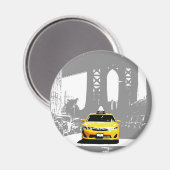 Pop Art Image Ny Yellow Taxi Nyc Brooklyn Bridge Magnet (Vorderseite/Rückseite)