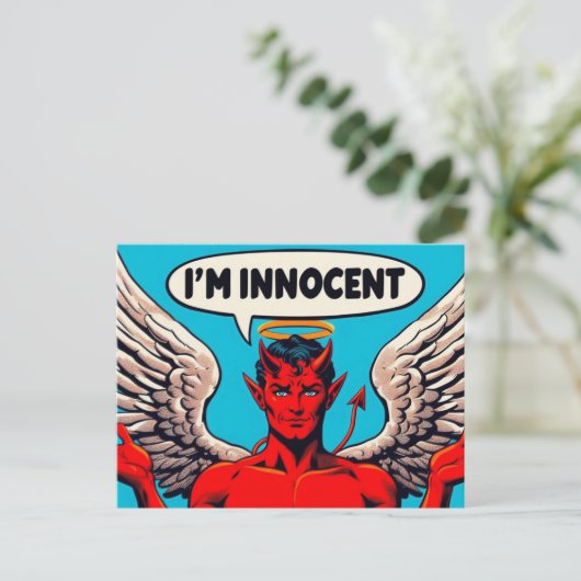 Pop Art Innocent Devil Postkarte (Stehend Vorderseite)