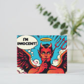 Pop Art Innocent Devil Postkarte (Stehend Vorderseite)