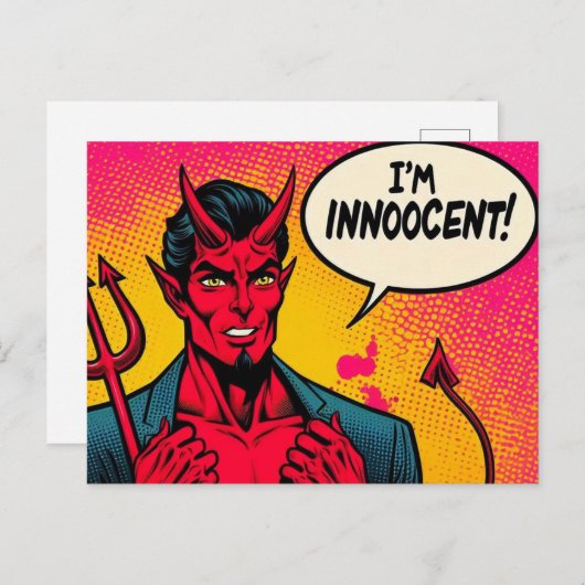 Pop Art Innoocent Devil Comic Postkarte (Vorne/Hinten)