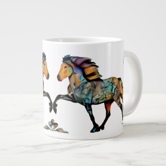 Pop Art Isländisch Pferde Riesenkaffee Tasse (Vorderseite Rechts)