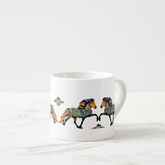 Pop Art Islandpferd  Espressotasse (Vorderseite Rechts)