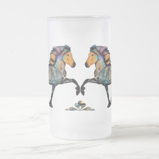Pop Art Islandpferd  Mattglas Bierglas (Mittel)