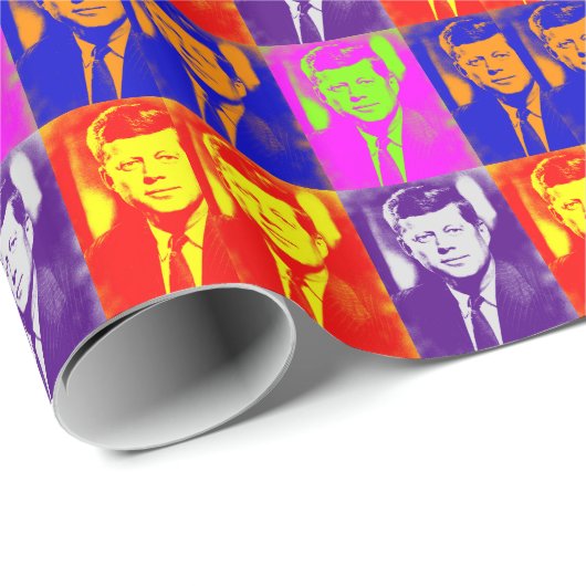 Pop Art Jack JFK John F. Kennedy Geschenkpapier (Rolleneckpunkt)
