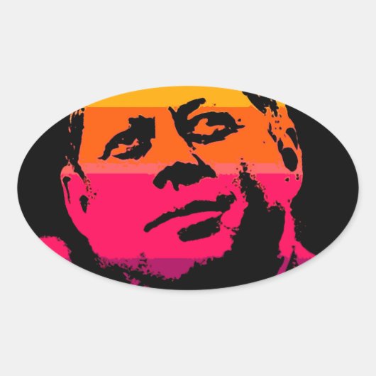 Pop Art Jack JFK John F. Kennedy Ovaler Aufkleber (Vorderseite)