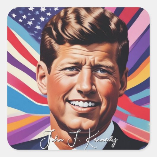 Pop Art Jack JFK John F. Kennedy Quadratischer Aufkleber (Vorderseite)