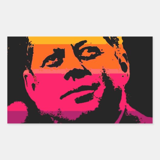 Pop Art Jack JFK John F. Kennedy Rechteckiger Aufkleber (Vorderseite)