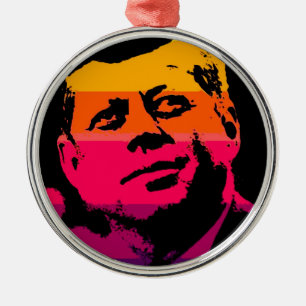 Pop Art Jack JFK John F. Kennedy Silbernes Ornament