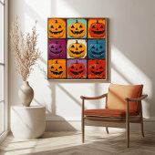 Pop Art Jack-o'-Lantern Grid Halloween Art Poster
