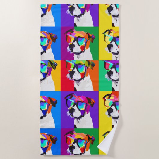 Pop Art Jack Russell Terriers Strandtuch (Vorderseite)
