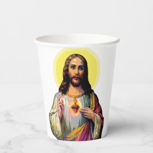 Pop Art Jesus Christus Pappbecher (Rückseite)