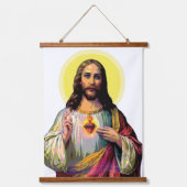 Pop Art Jesus Christus Wandteppich Mit Holzrahmen (Vorderseite)