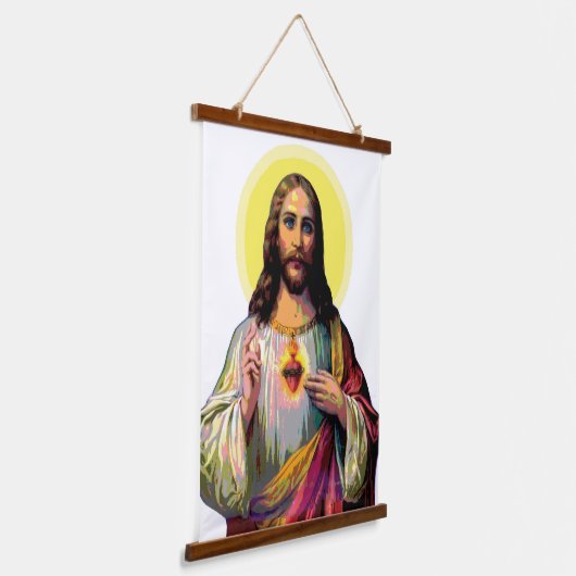 Pop Art Jesus Christus Wandteppich Mit Holzrahmen (Gewinkelt)
