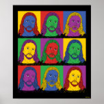 Pop Art Jesus Poster<br><div class="desc">Die Kunstgrafik "Pop Art Jesus", entworfen von bCreative, zeigt eine ikonische Darstellung von Jesus in einem 9-Panel-Pop-Kunstwerk! Das ist ein tolles Geschenk für Familie, Freunde oder eine Leckerei für sich! Diese lustige Grafik ist eine großartige Ergänzung zu jedem Stil: bCreative ist ein führender Schöpfer und Lizenzgeber von originellen, trendigen Designs...</div>