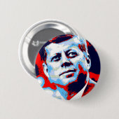 Pop Art JFK John F. Kennedy Red Blue Button (Vorne & Hinten)