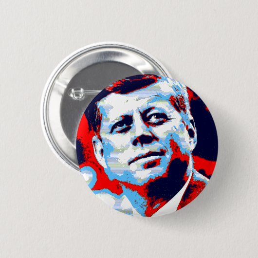 Pop Art JFK John F. Kennedy Red Blue Button (Vorne & Hinten)