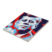 Pop Art JFK John F. Kennedy Red Blue Fliese (Seite)
