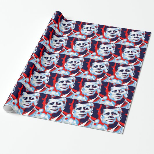 Pop Art JFK John F. Kennedy Red Blue Geschenkpapier (Ungerollt)