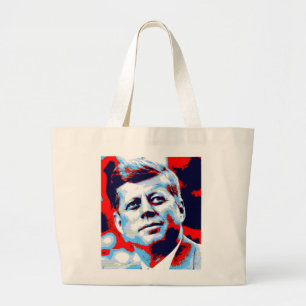 Pop Art JFK John F. Kennedy Red Blue Jumbo Stoffbeutel