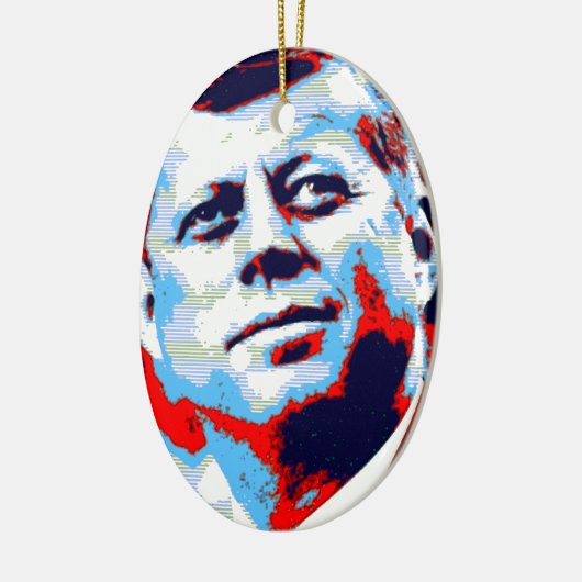 Pop Art JFK John F. Kennedy Red Blue Keramik Ornament (Links)