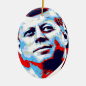 Pop Art JFK John F. Kennedy Red Blue Keramik Ornament (Vorne)
