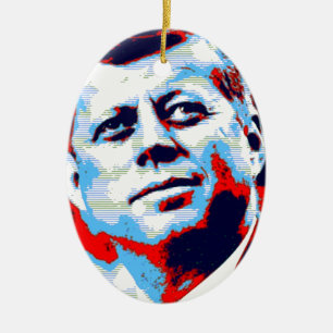 Pop Art JFK John F. Kennedy Red Blue Keramik Ornament