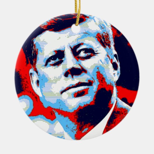 Pop Art JFK John F. Kennedy Red Blue Keramik Ornament (Vorne)