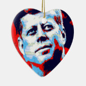 Pop Art JFK John F. Kennedy Red Blue Keramikornament (Rechts)