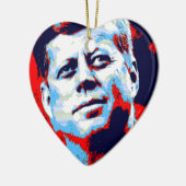 Pop Art JFK John F. Kennedy Red Blue Keramikornament (Links)