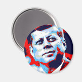Pop Art JFK John F. Kennedy Red Blue Magnet (Vorderseite/Rückseite)