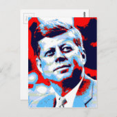 Pop Art JFK John F. Kennedy Red Blue Postkarte (Vorne/Hinten)