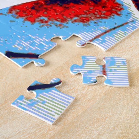 Pop Art JFK John F. Kennedy Red Blue Puzzle (Seite)