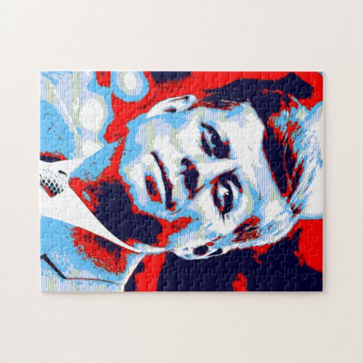 Pop Art JFK John F. Kennedy Red Blue Puzzle (Horizontal)