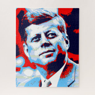 Pop Art JFK John F. Kennedy Red Blue Puzzle