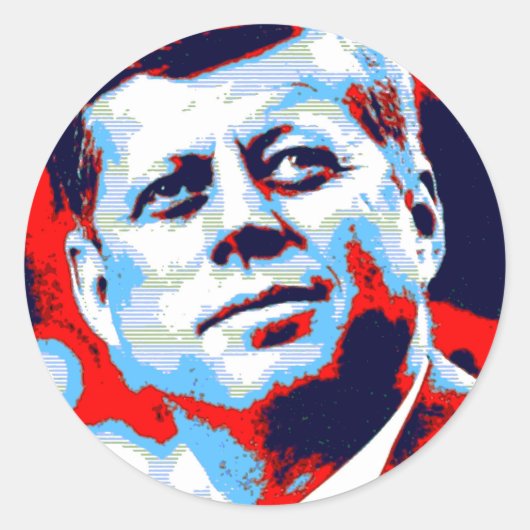 Pop Art JFK John F. Kennedy Red Blue Runder Aufkleber (Vorderseite)