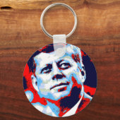 Pop Art JFK John F. Kennedy Red Blue Schlüsselanhänger (Vorderseite)