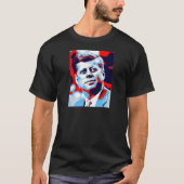Pop Art JFK John F. Kennedy Red Blue T-Shirt (Vorderseite)