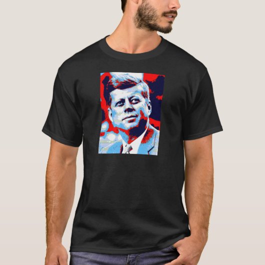 Pop Art JFK John F. Kennedy Red Blue T-Shirt (Vorderseite)