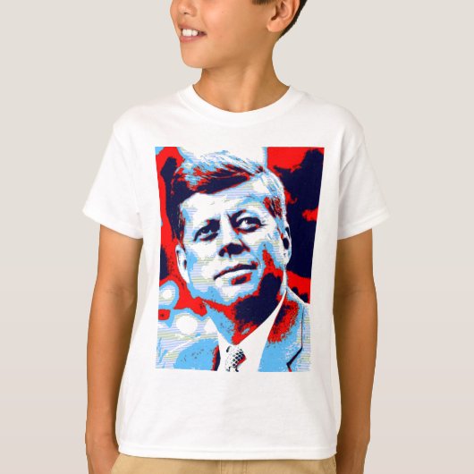 Pop Art JFK John F. Kennedy Red Blue T-Shirt (Vorderseite)