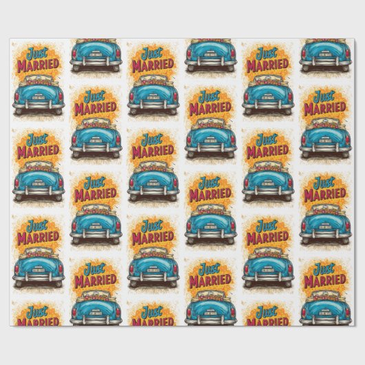 Pop Art Just Married Geschenkpapier (Flach)