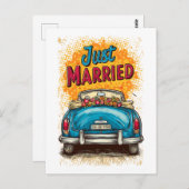 Pop Art Just Married Postkarte (Vorne/Hinten)