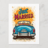 Pop Art Just Married Postkarte (Vorderseite)