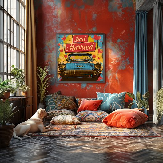Pop Art: Just Married Retro Fotodruck
