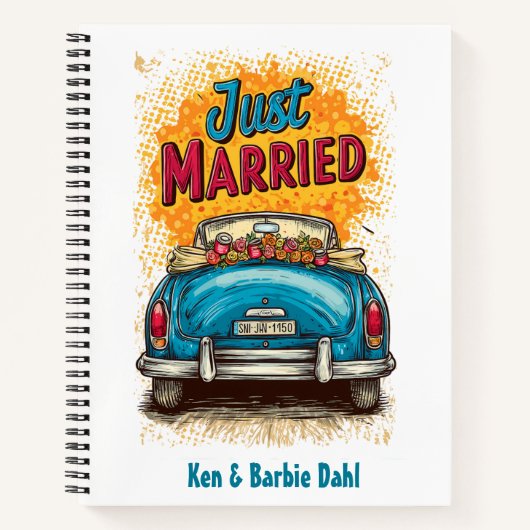 Pop Art "Just Married" SpiralNotebook Notizblock (Vorderseite)