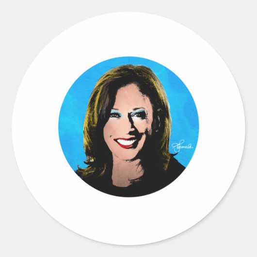 POP ART KAMALA HARRIS PORTRAIT RUNDER AUFKLEBER (Vorderseite)