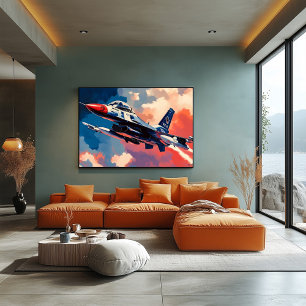 Pop Art Kampfjet - Hochfliegende Luftfahrtkunst Poster