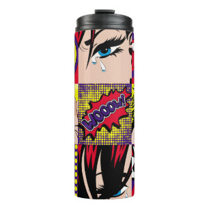 Pop-Art-Kartenillustration Thermosbecher