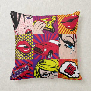 Pop-Art-Kartenillustrationsmuster,art,comic,pop,re Kissen