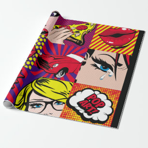 Pop-Art-Kartenillustrationsmuster, Kunst, Comic, P Geschenkpapier